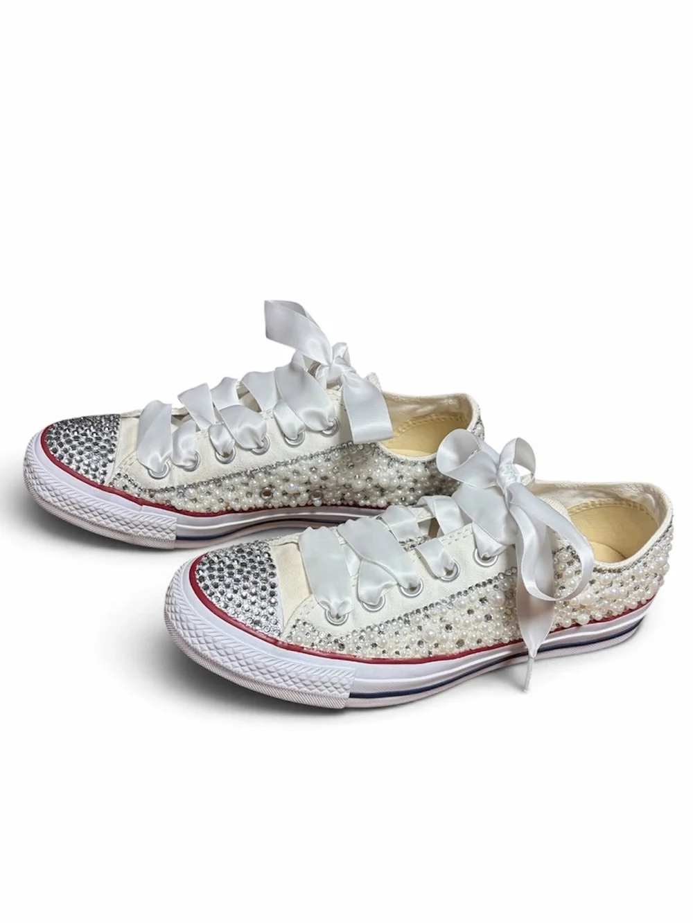 Converse All Star custom pearl bling sneakers 7